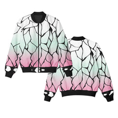 🌸 Mitsuri Kanroji Pastel Crack Bomber Jacket