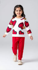 Love heart printed track suit kids