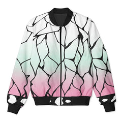 🌸 Mitsuri Kanroji Pastel Crack Bomber Jacket